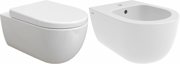 Комплект Унитаз подвесной BOCCHI V-Tondo 1416-001-0129 белая глянцевая + Крышка A0302-001 с микролифтом, глянцевая белая + Биде подвесное 1487-001-0120