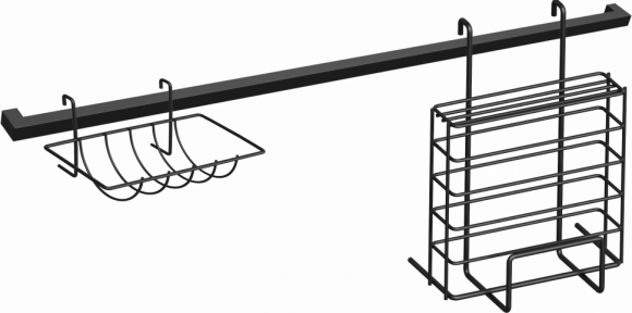 Комплект Рейлинг Domaci Феррара D20956 80, черный муар + Держатель D21359 для бумажных полотенец, черный муар + Держатель D21357 для ножей и досок, черный муар