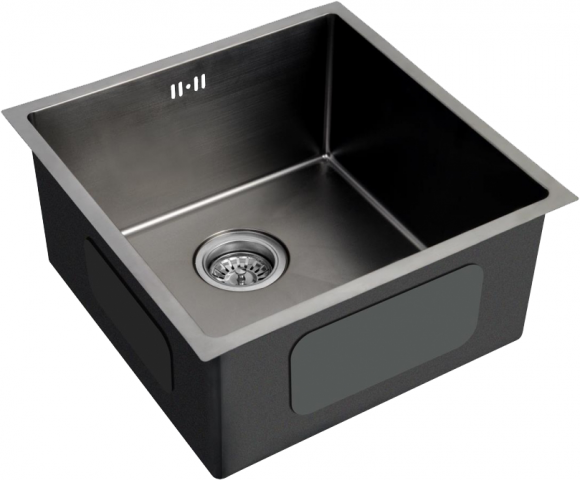 Мойка кухонная Domaci Равенна PVD DMB-112 черная, 45х45 см, врезная, квадратная, нержавеющая сталь