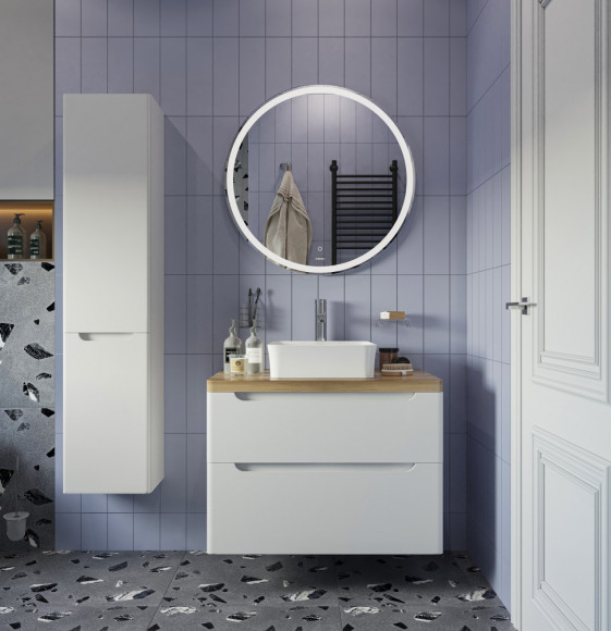 Мебель для ванной STWORKI Берген 80 белая со светлой столешницей, раковина Sottile 1477-001-0125