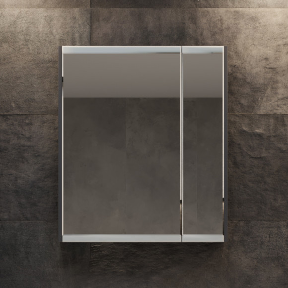 Зеркало-шкаф STWORKI Кронборг 70 навесное, в стиле лофт, черное, прямоугольное