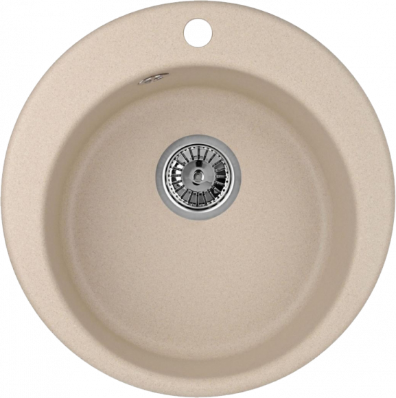 Мойка кухонная Domaci Солерно DMQ-1475.C сардоникс, бежевая, 37х37 см, круглая, кварцевая, встраиваемая