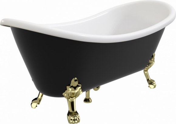 Акриловая ванна Artemis Cloe 180x75 черная, ножки золото